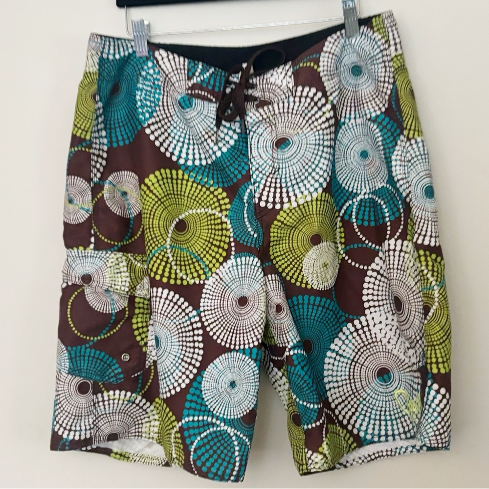 O'Neill Mens Artistic Board Shorts with Retro Pattern Size 34 Swim‎ Trunks Cargo